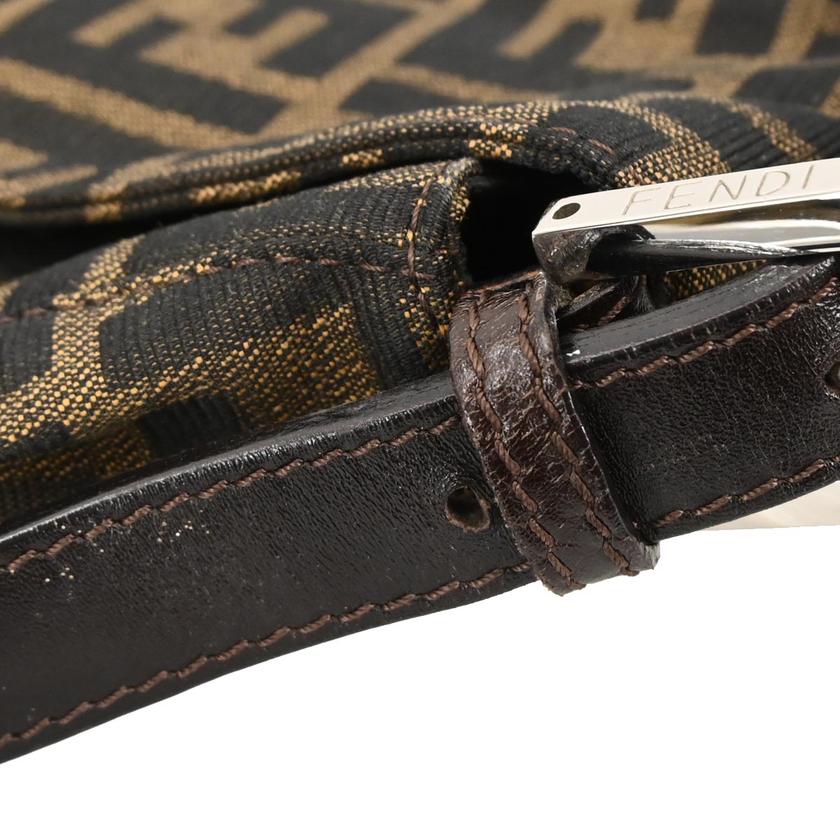 Fendi Brown Canvas Zucca Mamma Baguette Handbag