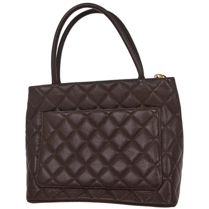 Chanel 2002-2003 Brown Caviar Medallion Tote Handbag
