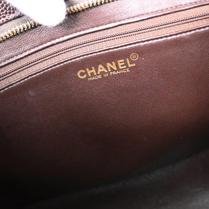 Chanel 2002-2003 Brown Caviar Medallion Tote Handbag