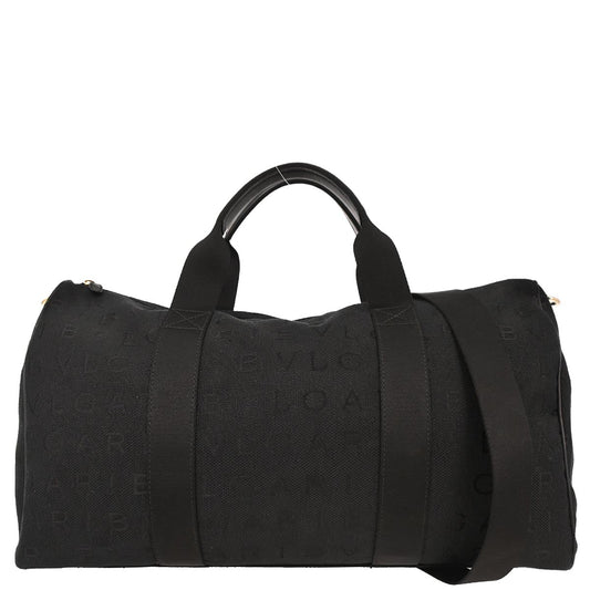 Bvlgari Black Canvas Logomania Duffle 2way Handbag