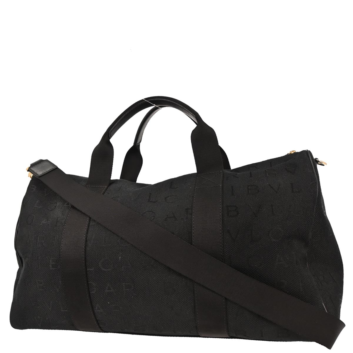 Bvlgari Black Canvas Logomania Duffle 2way Handbag