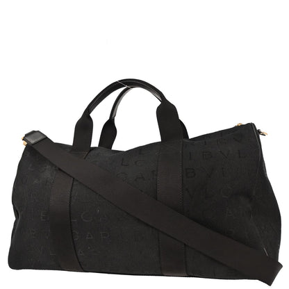 Bvlgari Black Canvas Logomania Duffle 2way Handbag