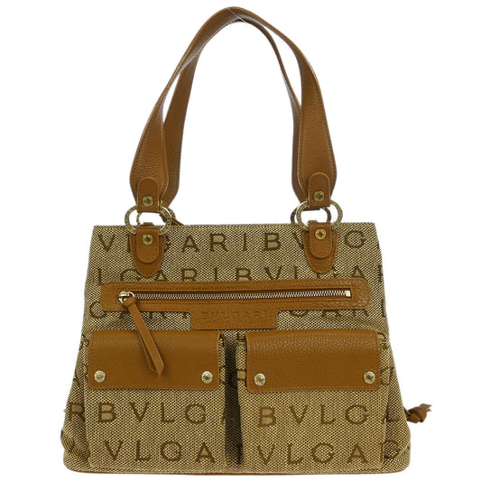 Bvlgari Brown Canvas Logomania Handbag