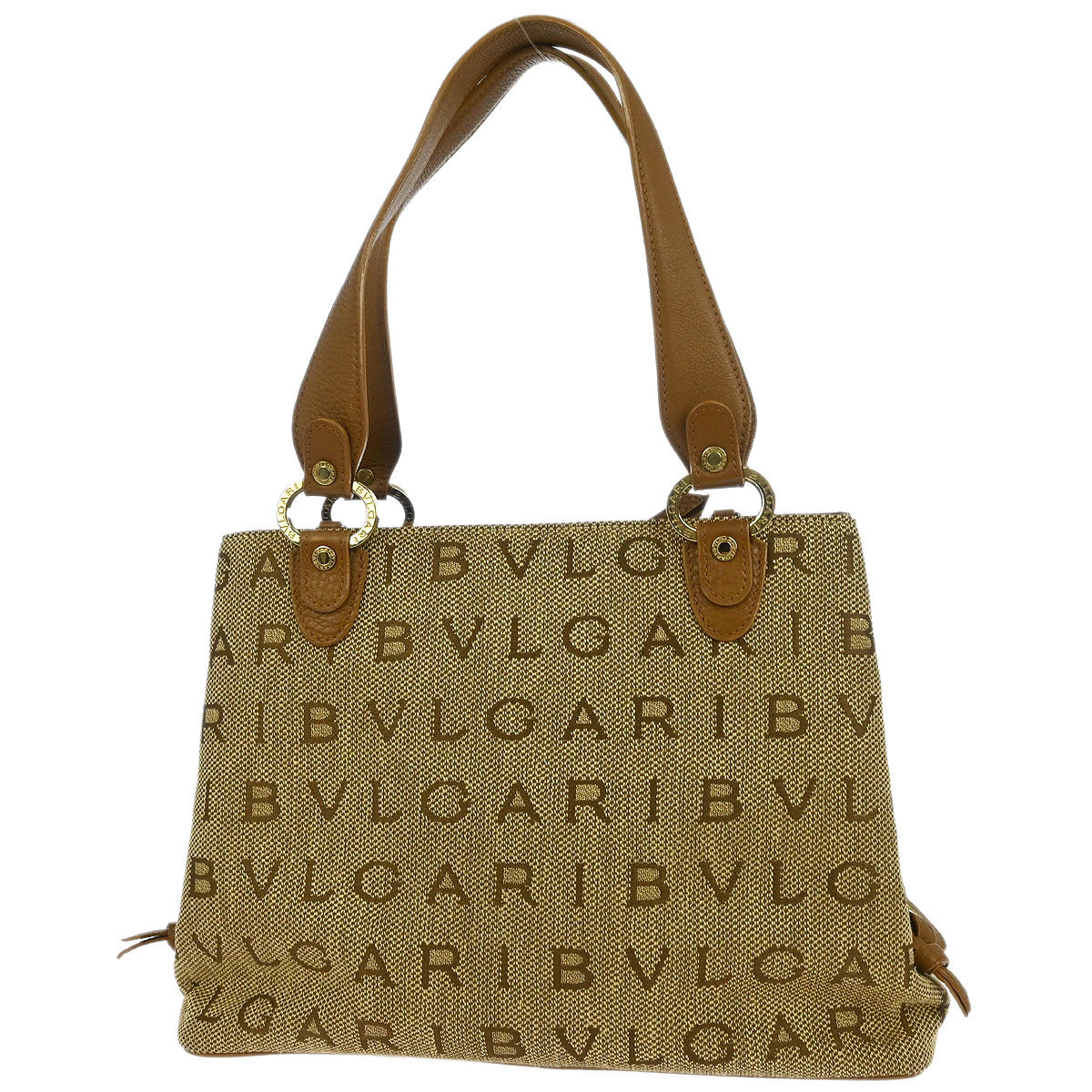 Bvlgari Brown Canvas Logomania Handbag