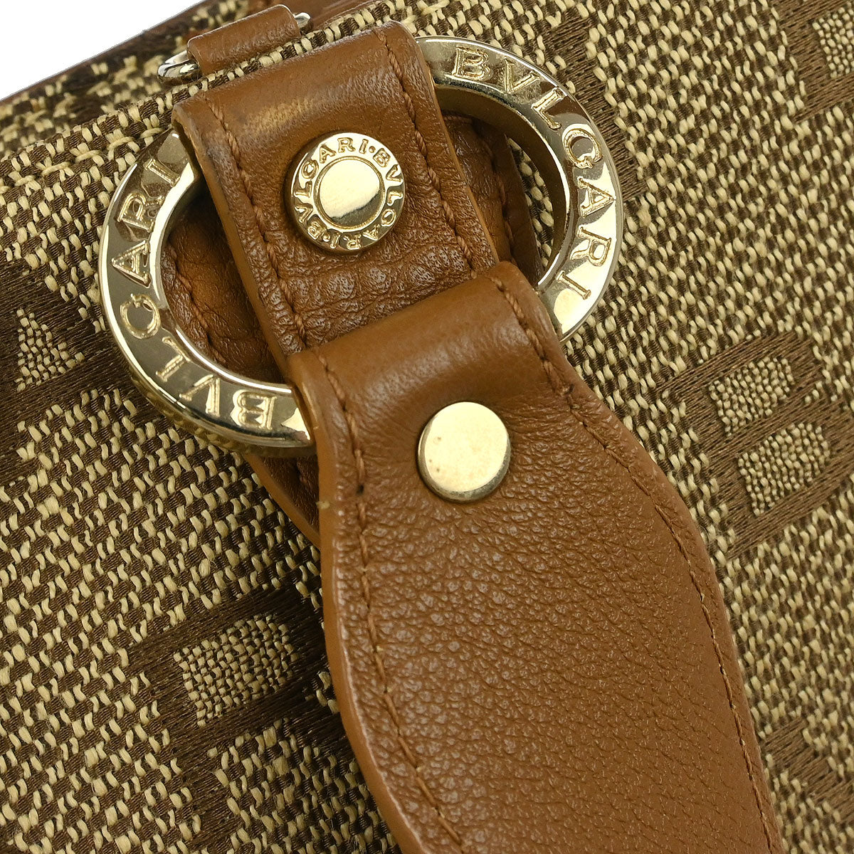 Bvlgari Brown Canvas Logomania Handbag
