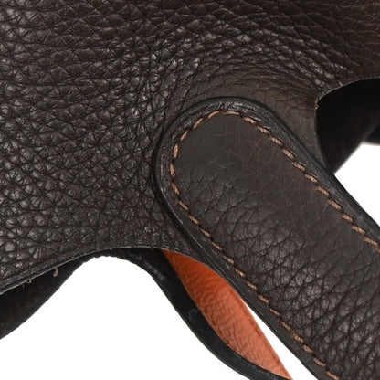 Hermes Ebene Orange Taurillon Clemence Epsom Picotin 18 PM Handbag