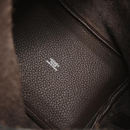 Hermes Ebene Orange Taurillon Clemence Epsom Picotin 18 PM Handbag