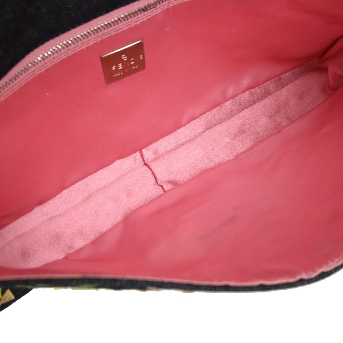 Fendi Navy Denim Beaded Baguette Handbag