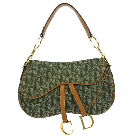 Christian Dior Green Trotter Double Saddle Handbag
