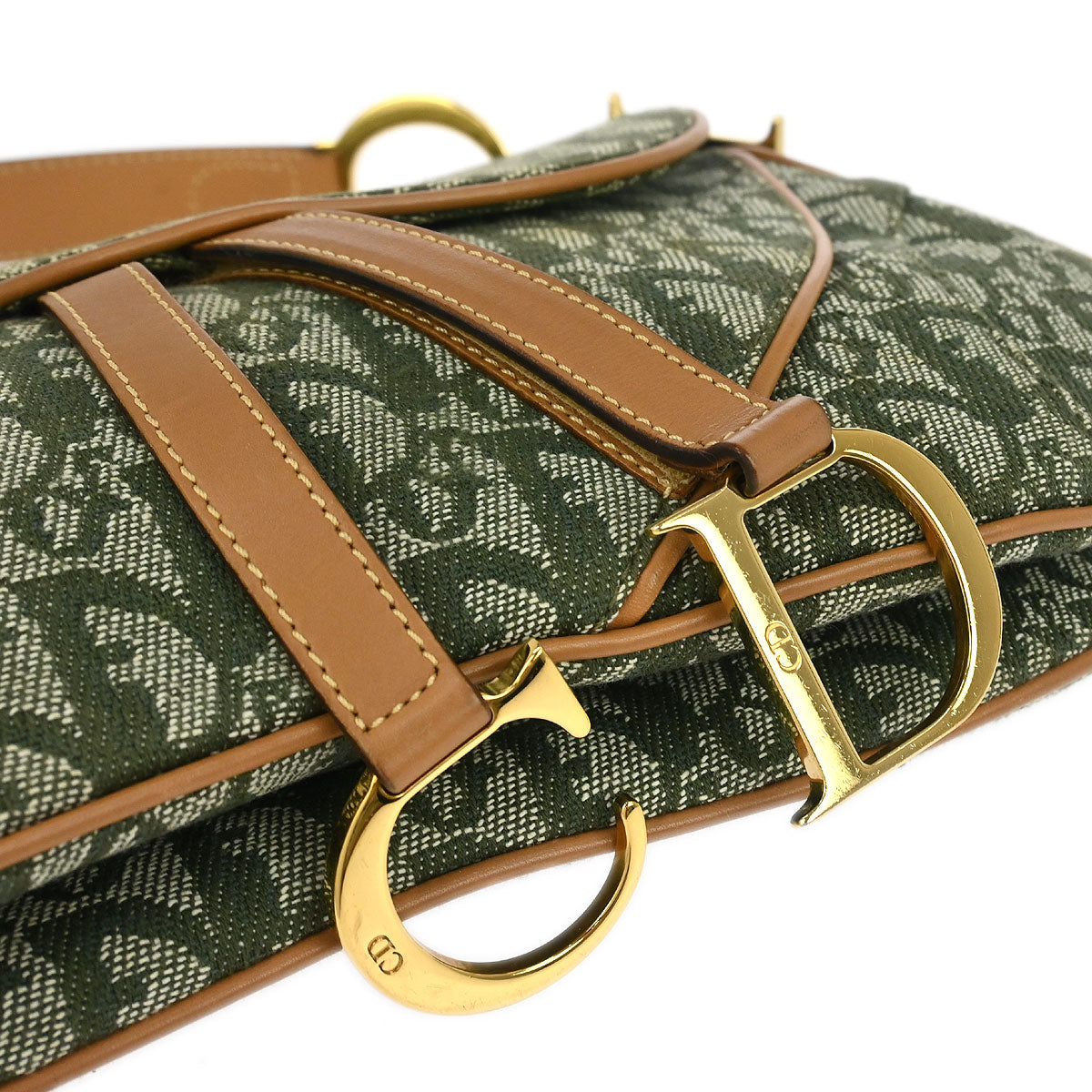 Christian Dior Green Trotter Double Saddle Handbag