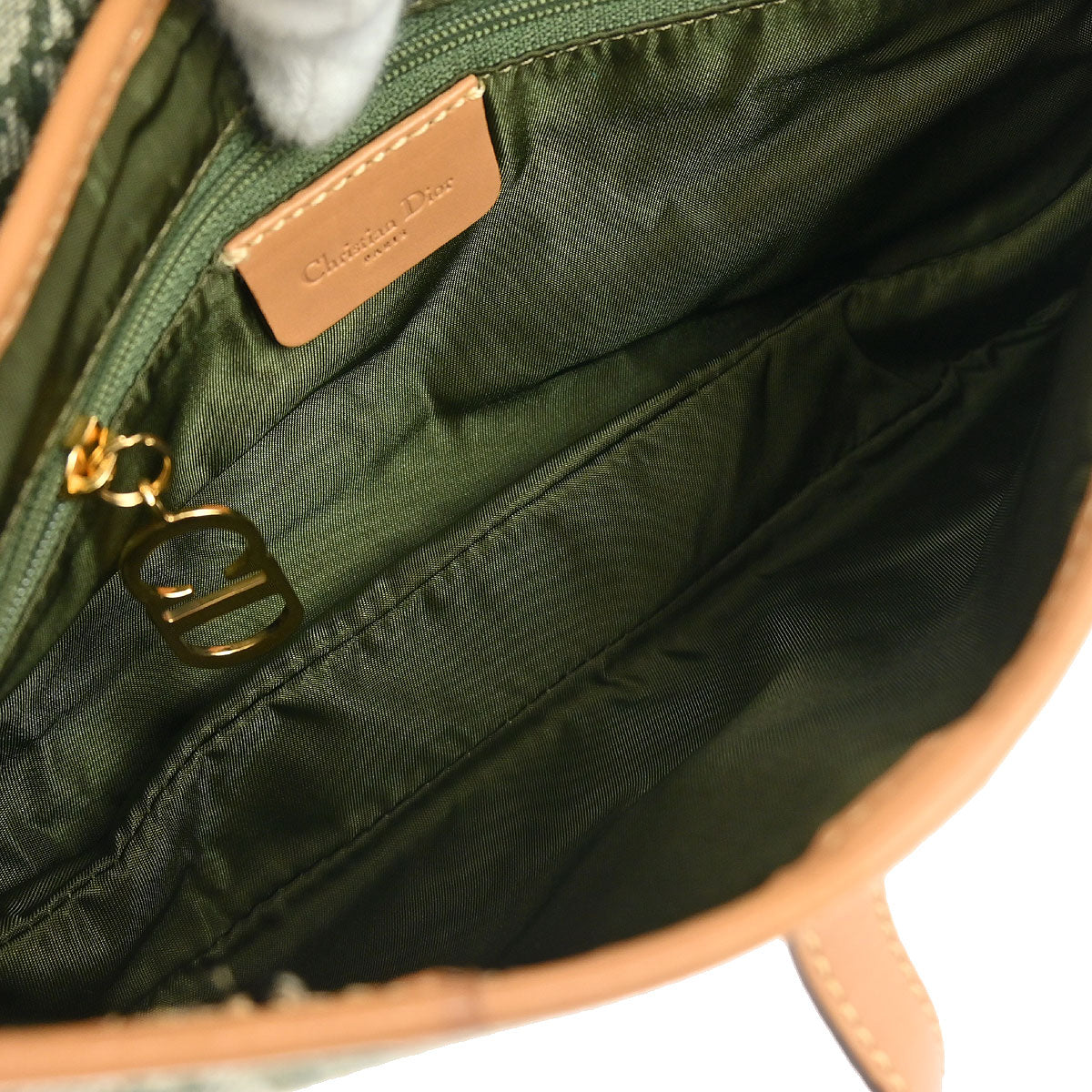Christian Dior Green Trotter Double Saddle Handbag
