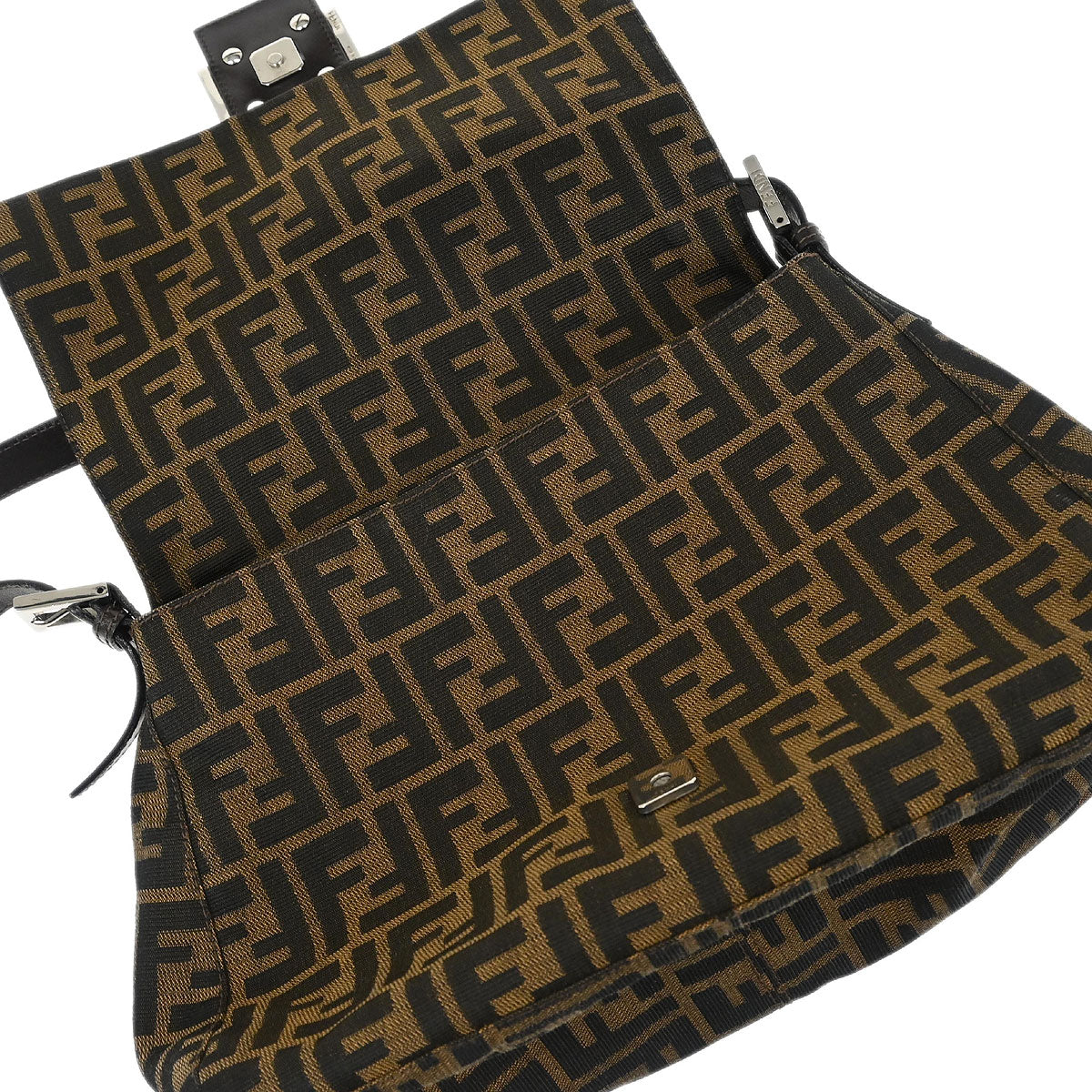 Fendi Brown Canvas Zucca Mamma Baguette Handbag