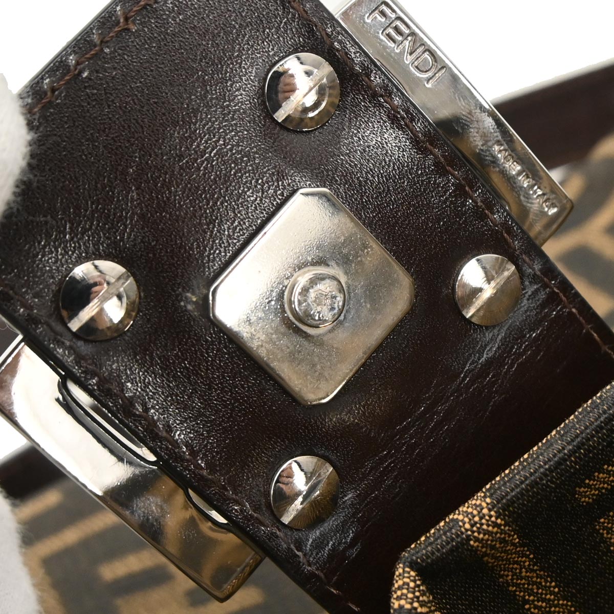 Fendi Brown Canvas Zucca Mamma Baguette Handbag