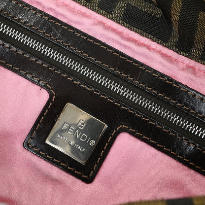 Fendi Brown Zucca Floral Embroidered Baguette Handbag