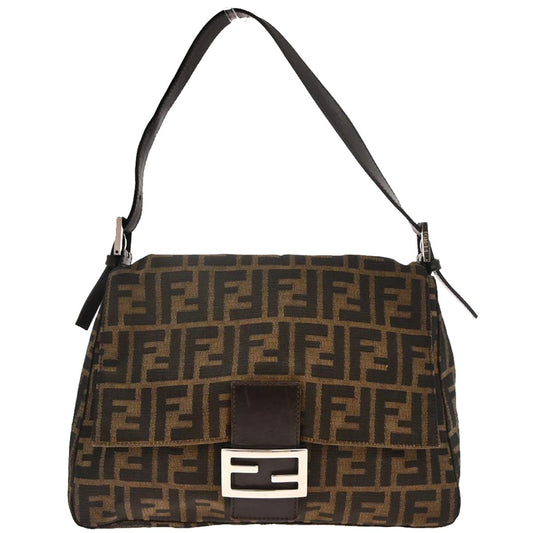 Fendi Brown Canvas Zucca Mamma Baguette Handbag