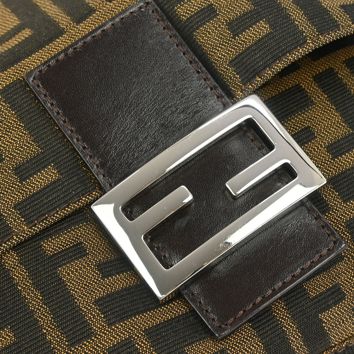 Fendi Brown Canvas Zucca Mamma Baguette Handbag