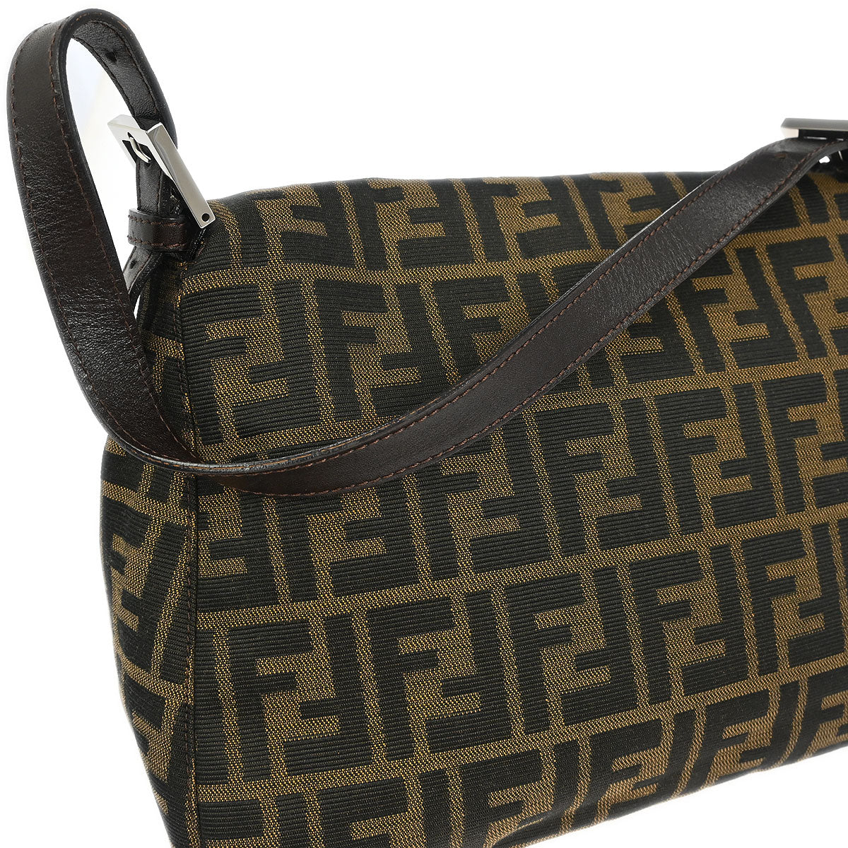 Fendi Brown Canvas Zucca Mamma Baguette Handbag
