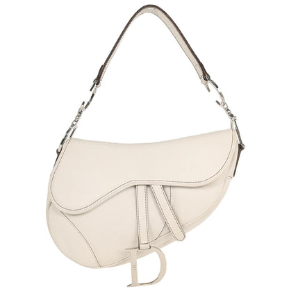 Christian Dior White Leather Saddle Handbag