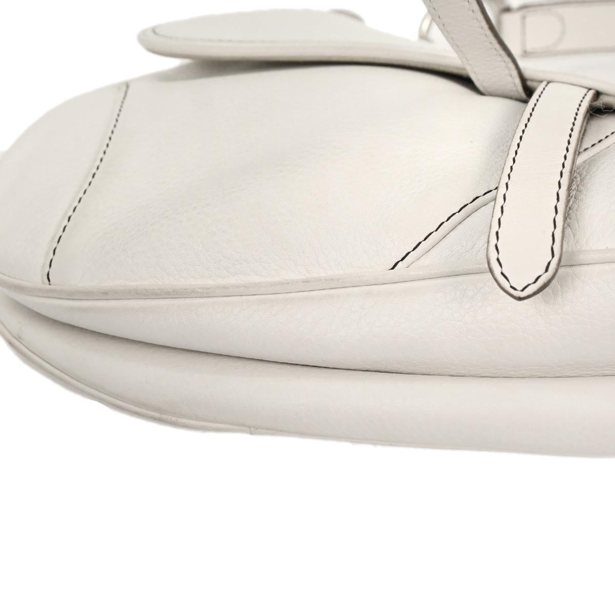 Christian Dior White Leather Saddle Handbag