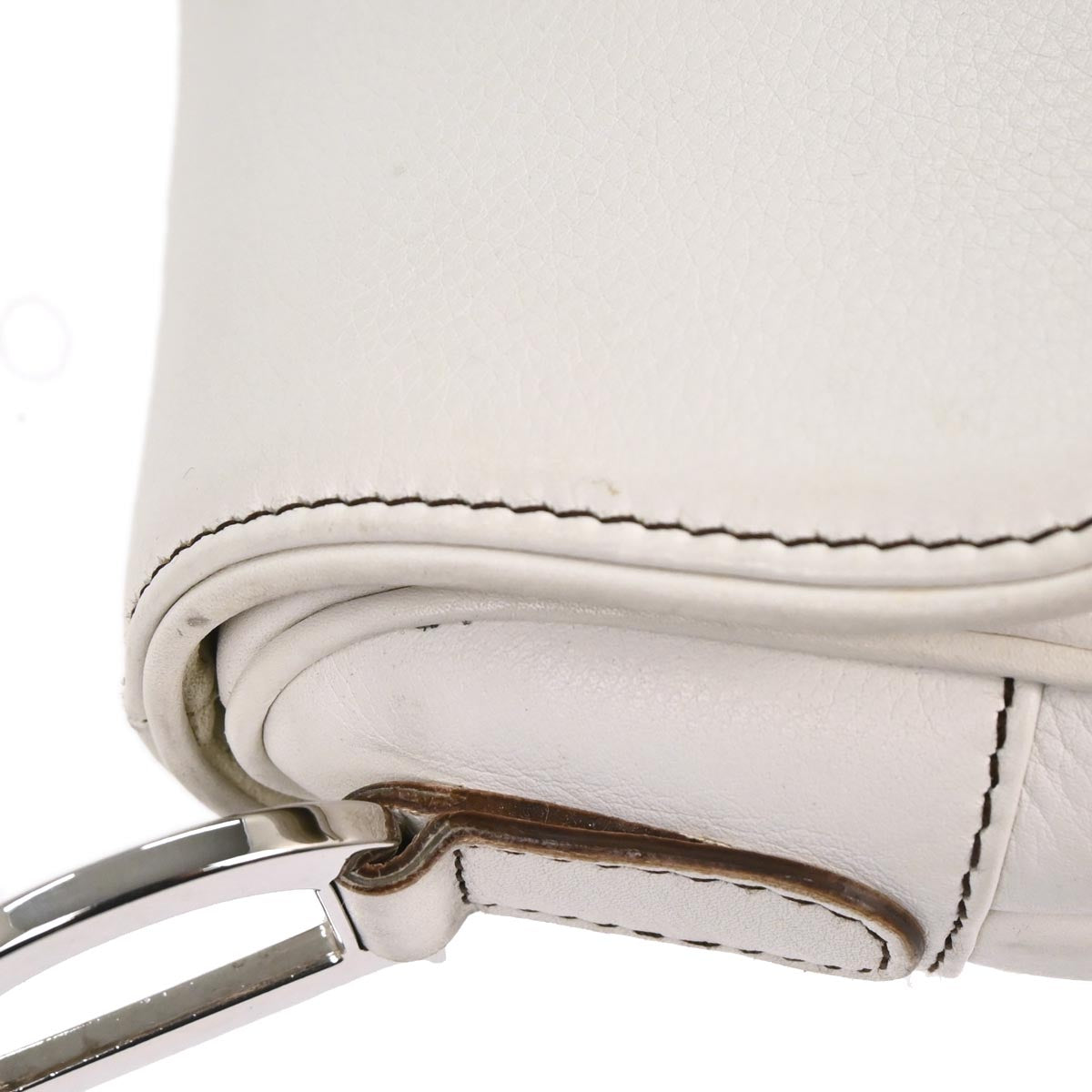 Christian Dior White Leather Saddle Handbag
