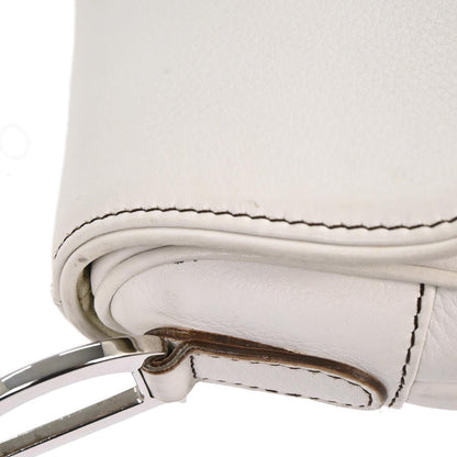 Christian Dior White Leather Saddle Handbag