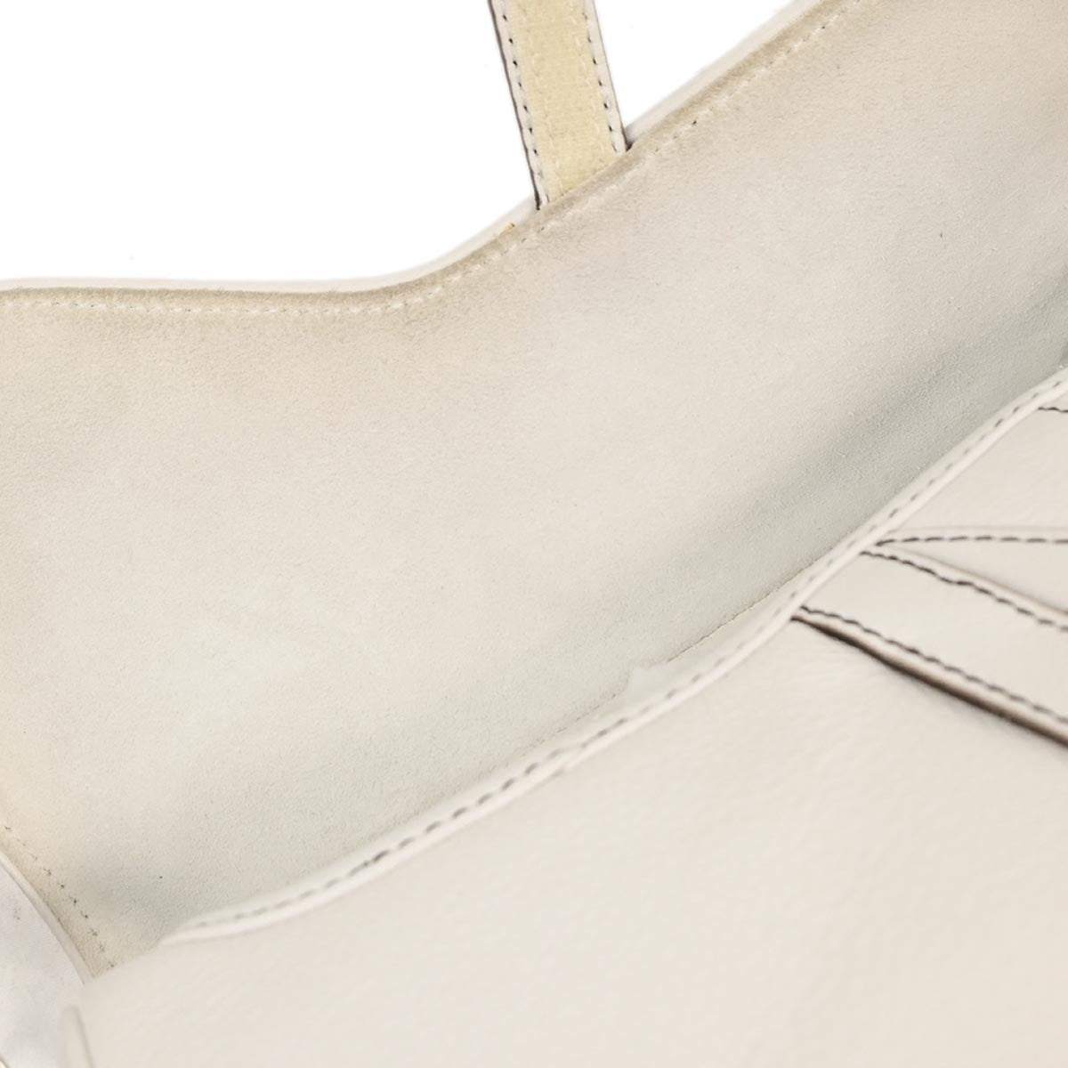 Christian Dior White Leather Saddle Handbag