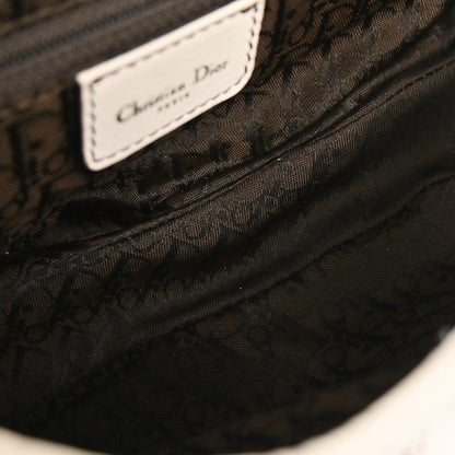 Christian Dior White Leather Saddle Handbag