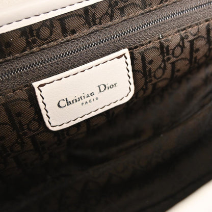 Christian Dior White Leather Saddle Handbag