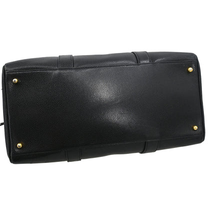 Chanel 1991-1994 Black Caviar 2way Shoulder Duffle Handbag