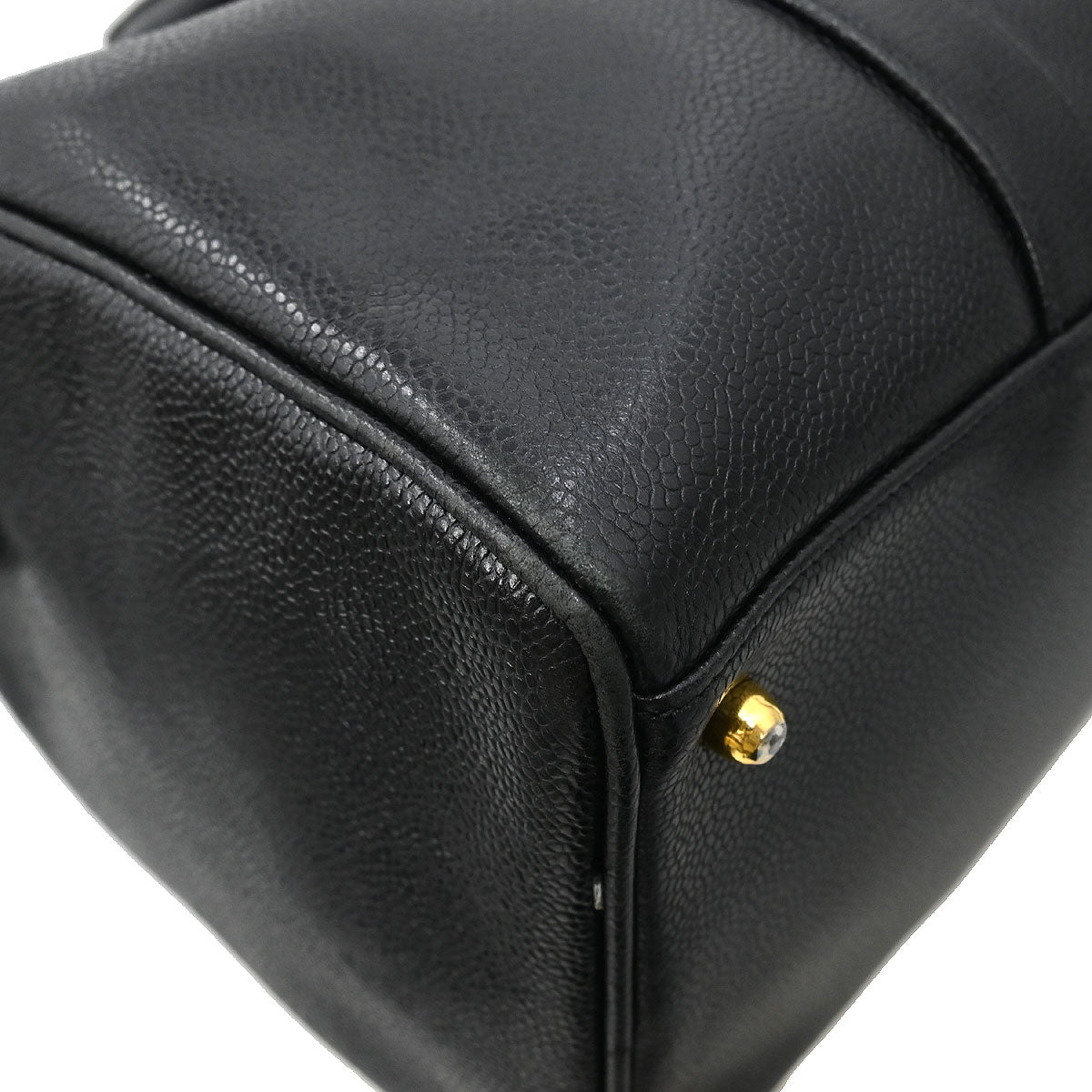 Chanel 1991-1994 Black Caviar 2way Shoulder Duffle Handbag