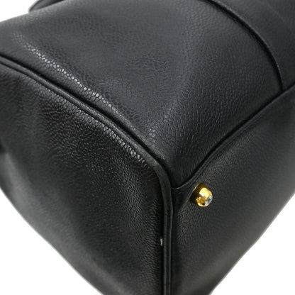 Chanel 1991-1994 Black Caviar 2way Shoulder Duffle Handbag