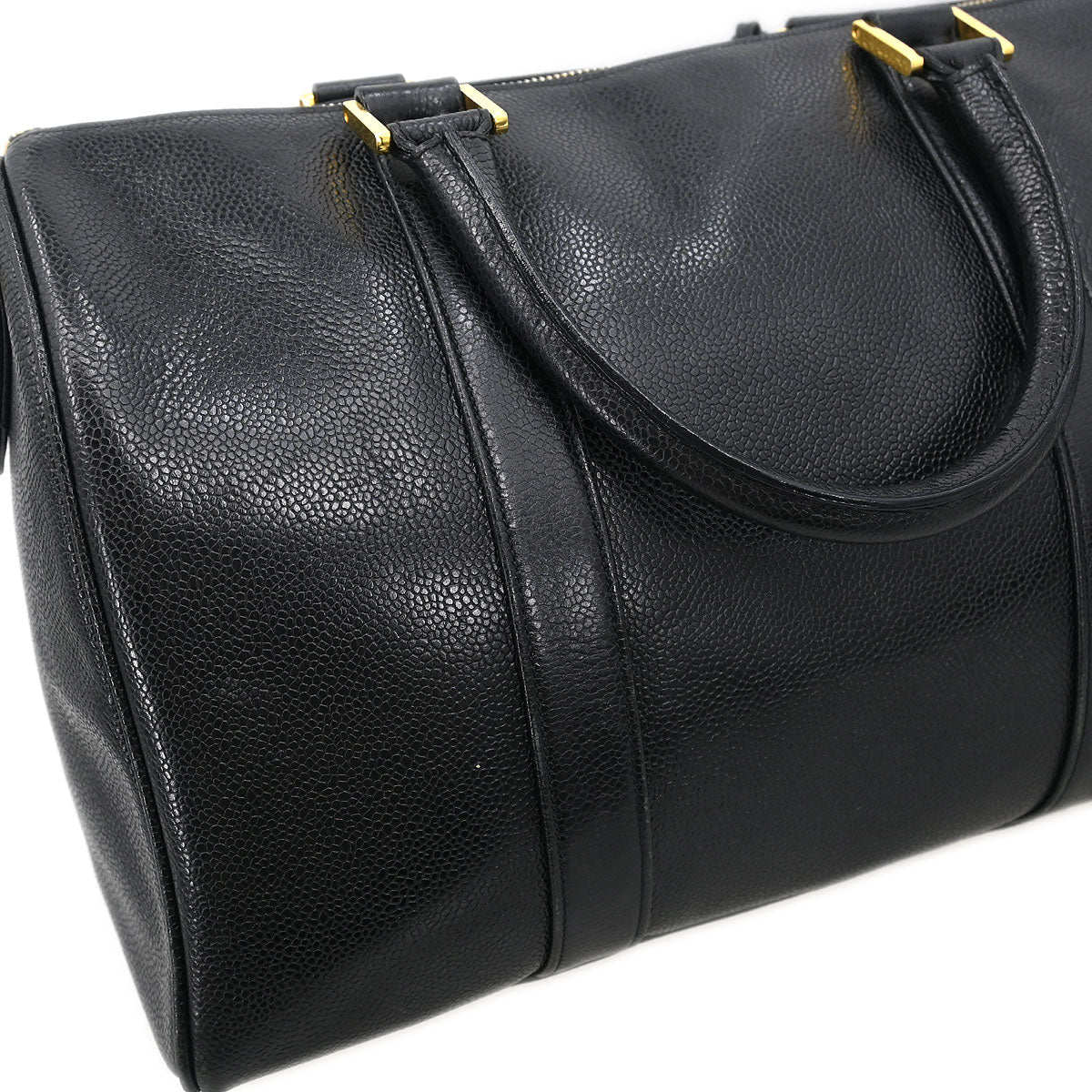 Chanel 1991-1994 Black Caviar 2way Shoulder Duffle Handbag