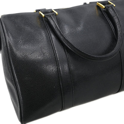 Chanel 1991-1994 Black Caviar 2way Shoulder Duffle Handbag