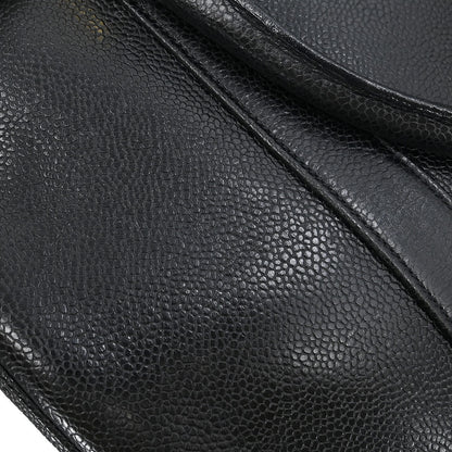 Chanel 1991-1994 Black Caviar 2way Shoulder Duffle Handbag