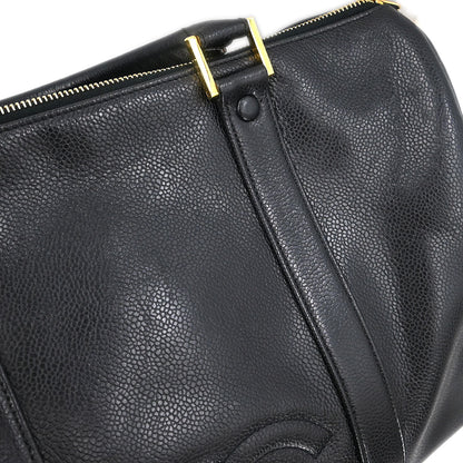 Chanel 1991-1994 Black Caviar 2way Shoulder Duffle Handbag