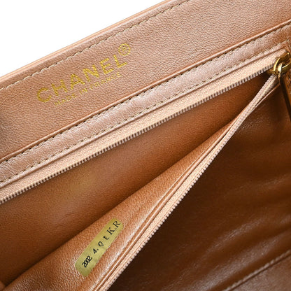 Chanel 2002-2003 Pink Gold Lambskin Choco Bar Mademoiselle Lock Shoulder Bag