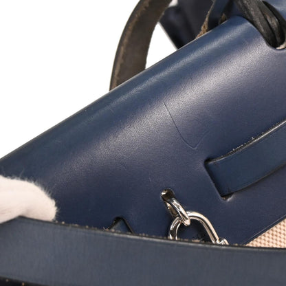 Hermes Beige Navy Toile H Officier Herbag PM 2 in 1 Handbag