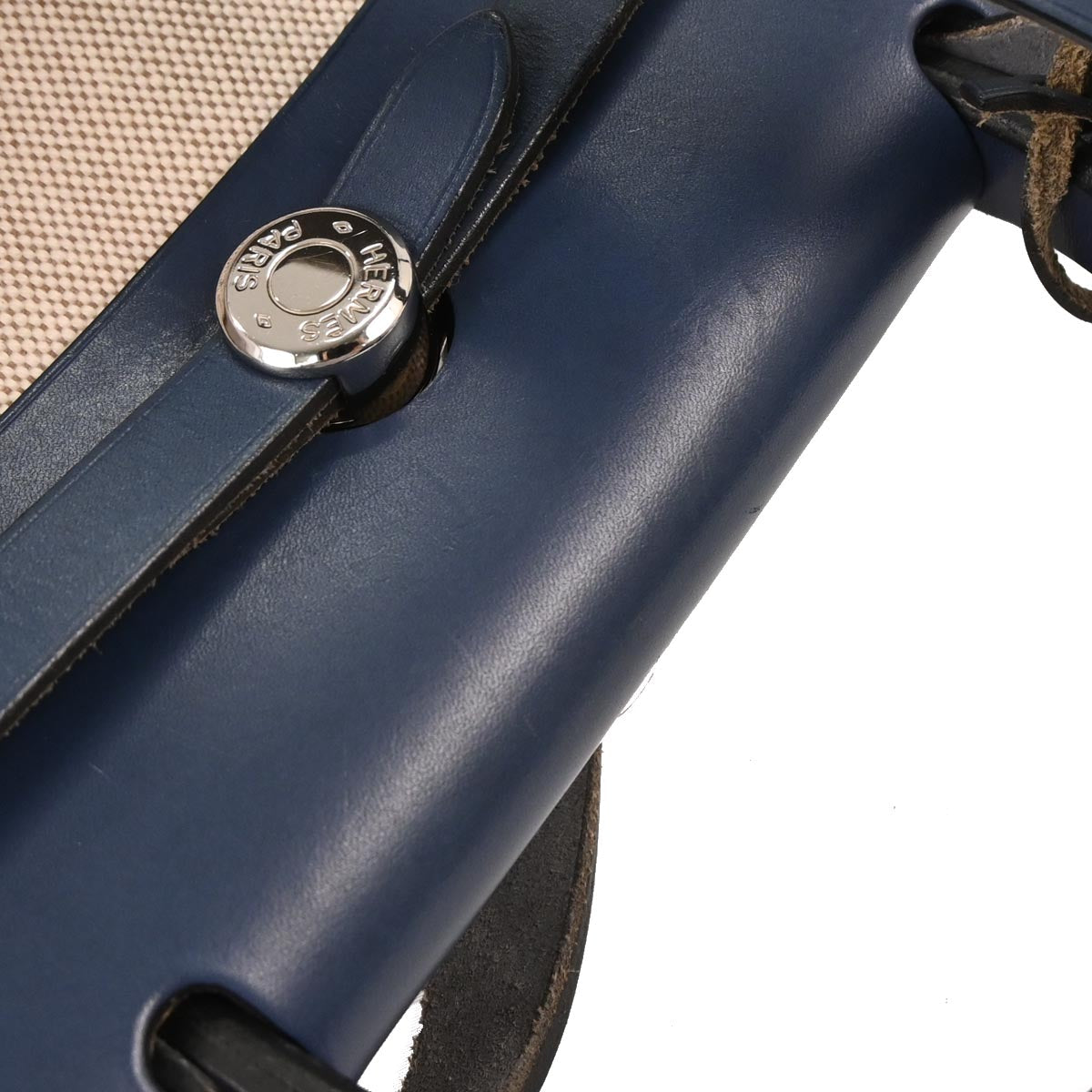 Hermes Beige Navy Toile H Officier Herbag PM 2 in 1 Handbag