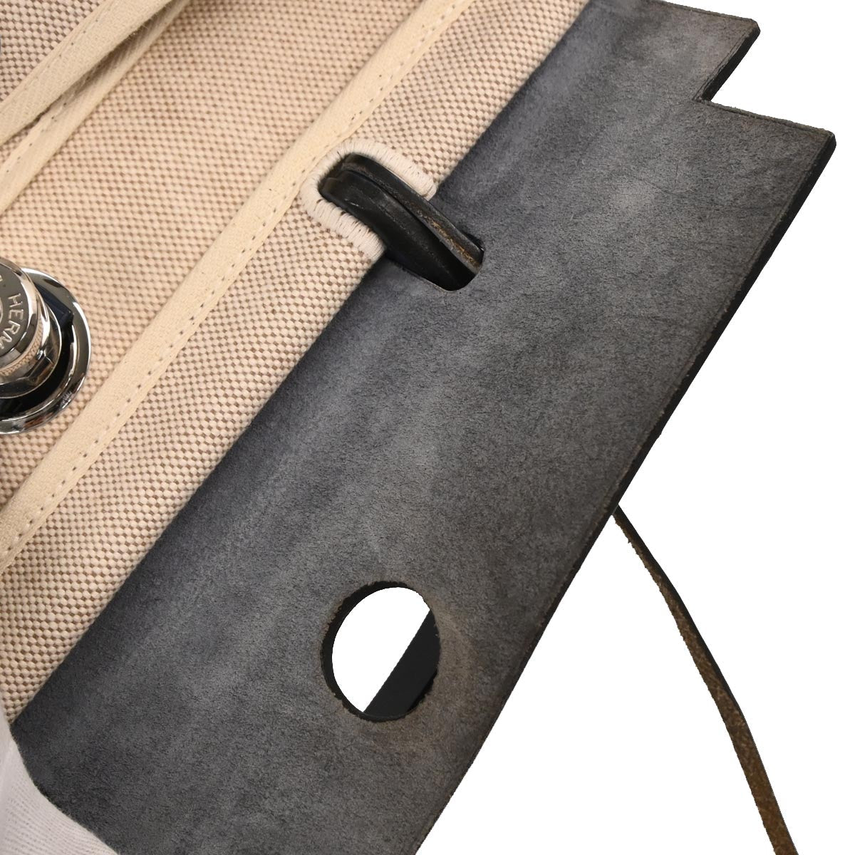 Hermes Beige Navy Toile H Officier Herbag PM 2 in 1 Handbag