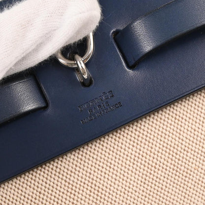 Hermes Beige Navy Toile H Officier Herbag PM 2 in 1 Handbag