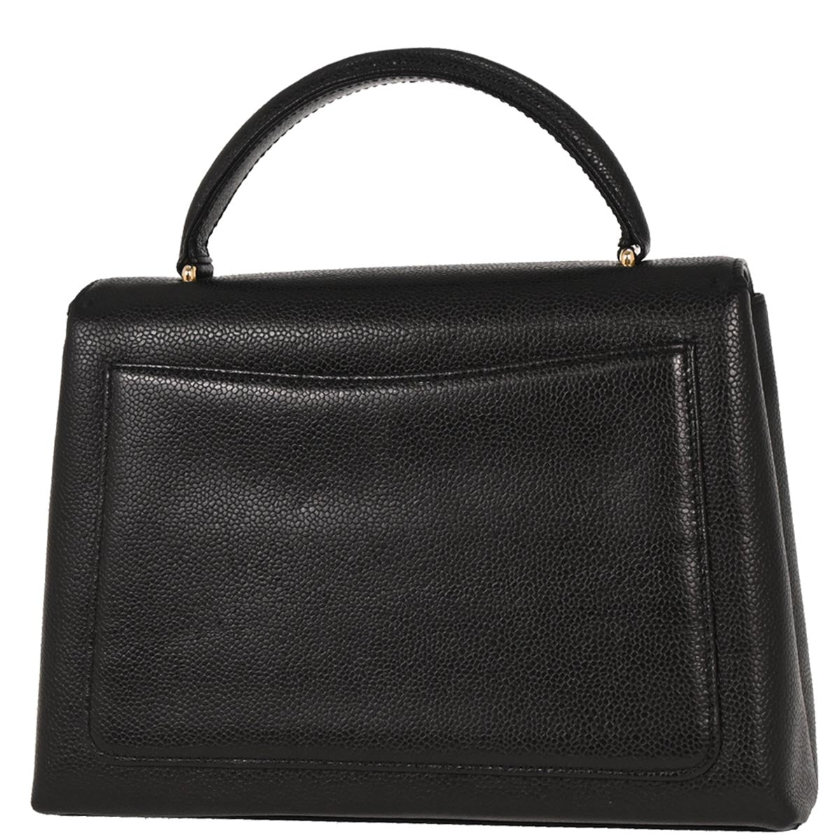 Chanel 1997-1999 Kelly Black Caviar Top Handle Handbag