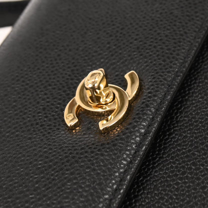 Chanel 1997-1999 Kelly Black Caviar Top Handle Handbag