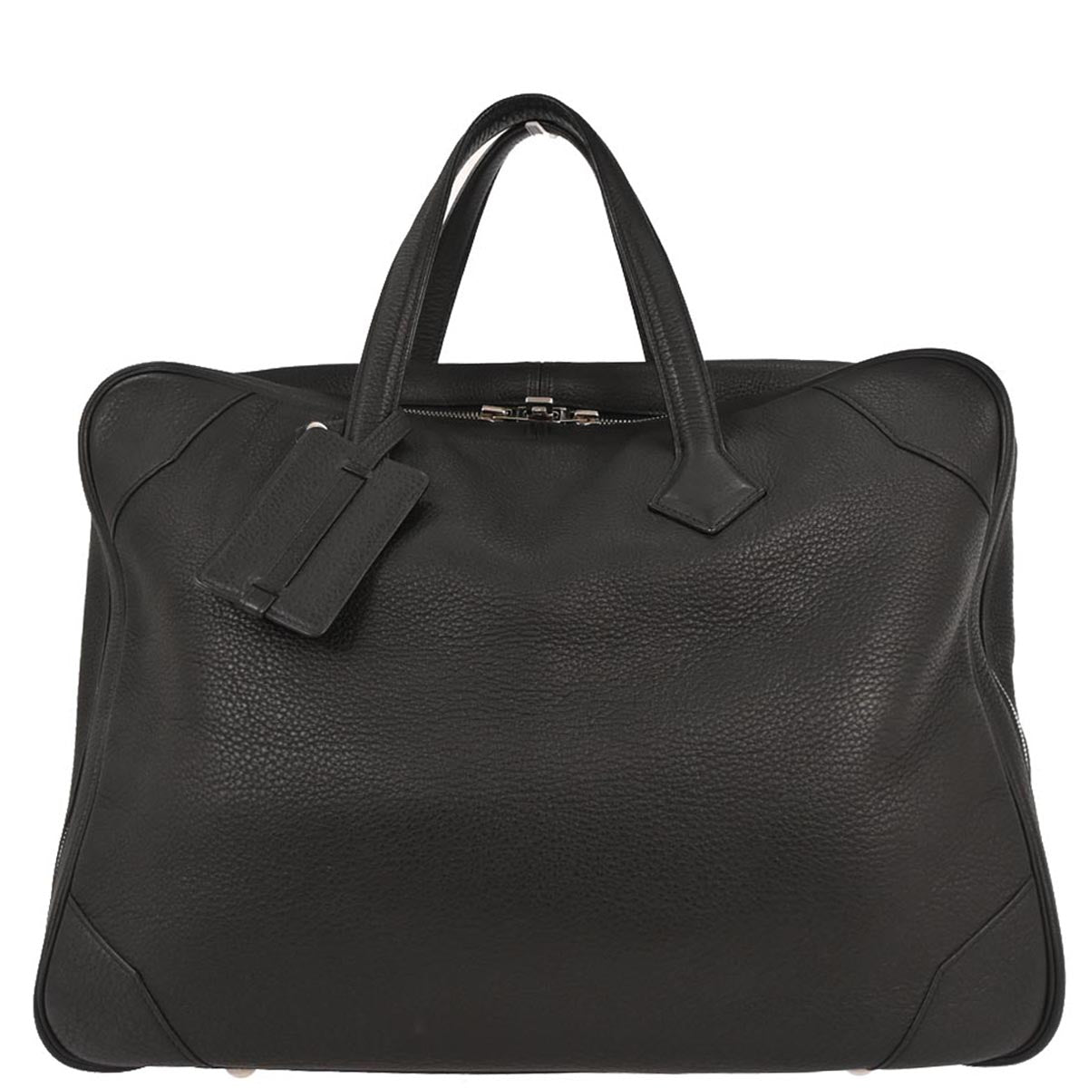 Hermes Black Taurillon Clemence Victoria 43 Handbag