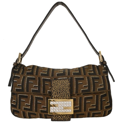 Fendi Brown Canvas Zucca Baguette Handbag