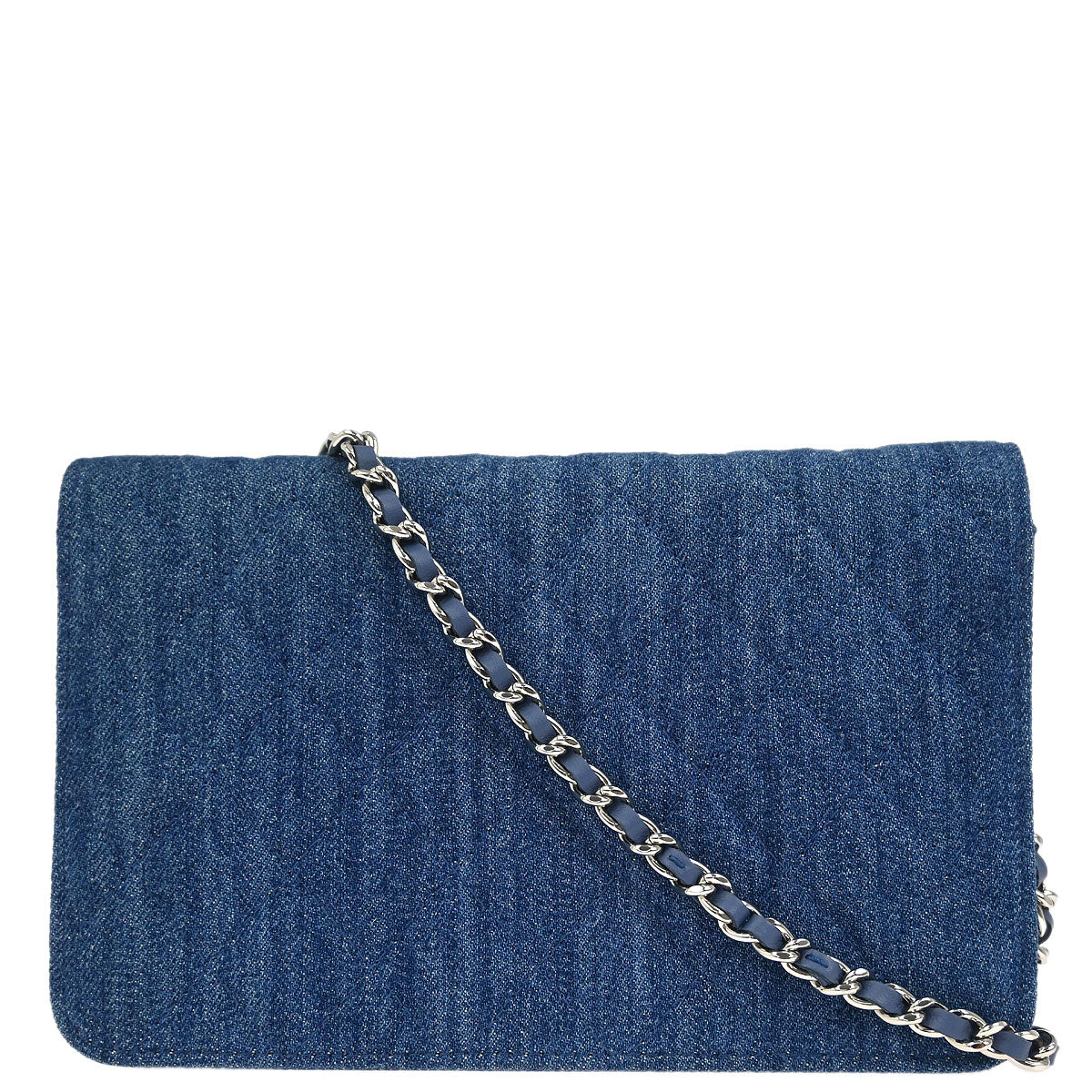 Chanel Blue Denim Camellia WOC Wallet on Chain Bag