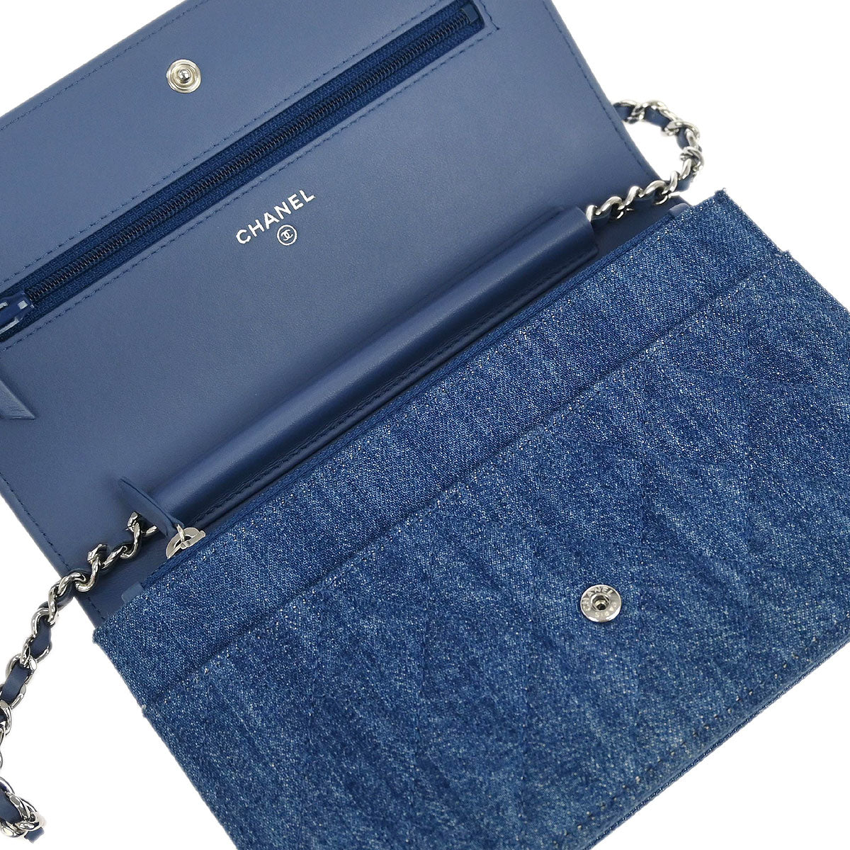 Chanel Blue Denim Camellia WOC Wallet on Chain Bag