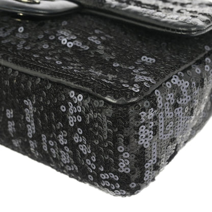 Chanel Black Sequins Lambskin Single Flap Shoulder Bag