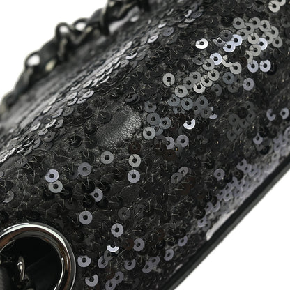 Chanel Black Sequins Lambskin Single Flap Shoulder Bag