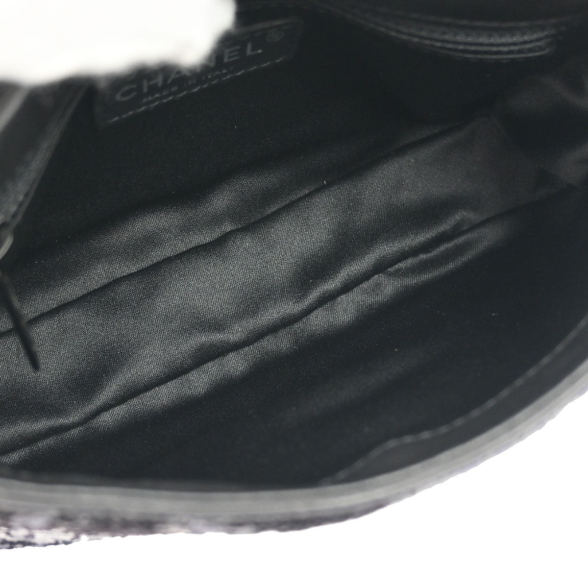 Chanel Black Sequins Lambskin Single Flap Shoulder Bag