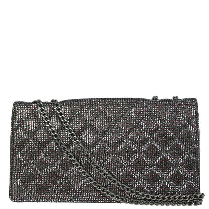 Chanel Silver Mademoiselle Lock Glitter Canvas Shoulder Bag